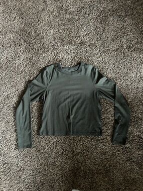 lululemon athletica Olive Green Long Sleeve Crew Tee